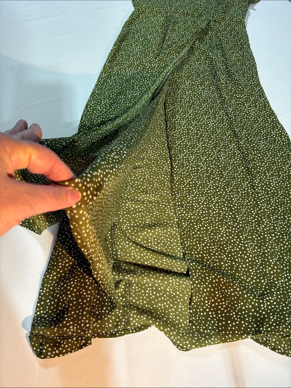 Blue Rain Green Polka Dot V-Neck Maxi Dress Size Small side zipper - Picture 15 of 16